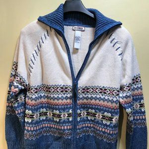 Tiara  sweater  cotton blend sz l chest 46'' X 23'' long zip front